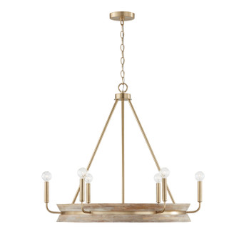 Finn Six Light Chandelier in White Wash and Matte Brass (65|447361WS)