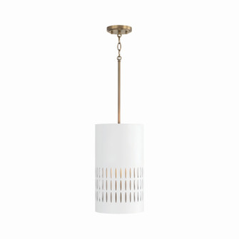 Dash One Light Pendant in Aged Brass and White (65|350212AW)