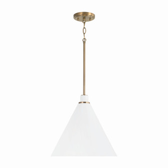 Bradley One Light Pendant in Aged Brass and White (65|350112AW)