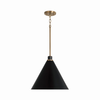 Bradley One Light Pendant in Aged Brass and Black (65|350112AB)