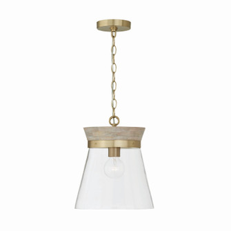 Finn One Light Pendant in White Wash and Matte Brass (65|347311WS)