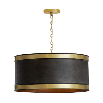 Barrow Four Light Pendant in Galvanized Black and True Brass (65|335641GB)