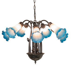 Pink/Blue Seven Light Chandelier in Mahogany Bronze (57|11687)