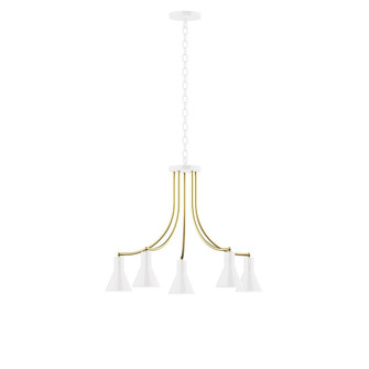 J-Series Five Light Chandelier in White with Brushed Brass (518|CHN4364491)