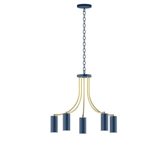 J-Series Five Light Chandelier in Navy with Brushed Brass (518|CHN4185091)