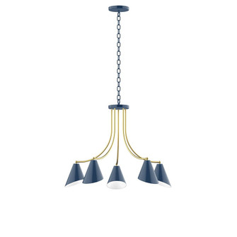 J-Series Five Light Chandelier in Navy with Brushed Brass (518|CHN4155091)