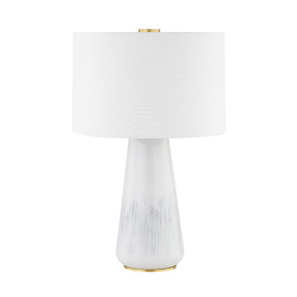 Saugerties One Light Table Lamp in Aged Brass/Gloss White Ash Ceramic (70|L1958AGBCWA)