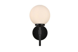 Ansley One Light Bath Sconce in Black and frosted white (173|LD7301W6BLK)