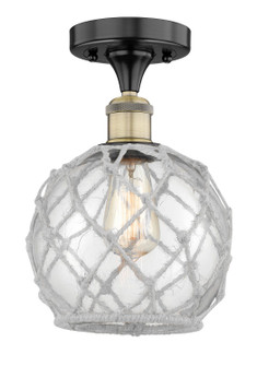 Edison One Light Semi-Flush Mount in Black Antique Brass (405|6161FBABG1228RW)