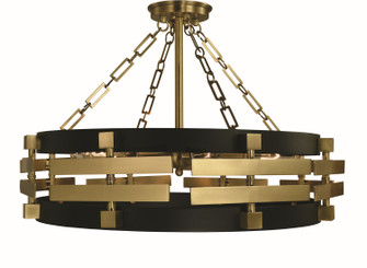 Eden Six Light Semi Flush Mount in Brush Brass Matte Black (8|5742BRMBLACK)