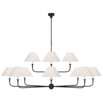 Piaf LED Chandelier in Aged Iron and Ebonized Oak (268|TOB5458AIEBOL)