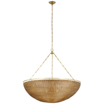 Clovis LED Chandelier in Polished Nickel and Natural Wicker (268|CHC5639PNNTW)