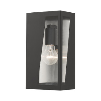 Forsyth One Light Outdoor Wall Lantern in Black with Brushed Nickel Stainless Steel Reflector (107|2893204)