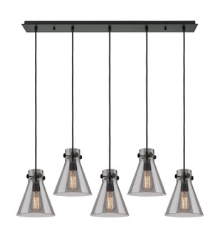 Downtown Urban Five Light Linear Pendant in Matte Black (405|1254101PSBKG4118SM)