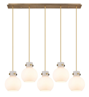 Newton Five Light Linear Pendant in Brushed Brass (405|1254101PSBBG4108WH)