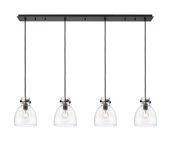 Downtown Urban Four Light Linear Pendant in Matte Black (405|1244101PSBKG4128CL)