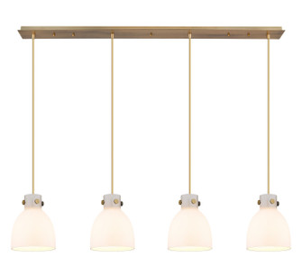 Downtown Urban Four Light Linear Pendant in Brushed Brass (405|1244101PSBBG4128WH)