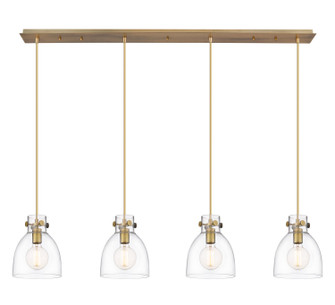 Downtown Urban Four Light Linear Pendant in Brushed Brass (405|1244101PSBBG4128CL)