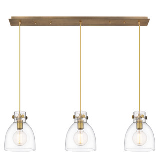 Downtown Urban Three Light Linear Pendant in Brushed Brass (405|1234101PSBBG4128CL)