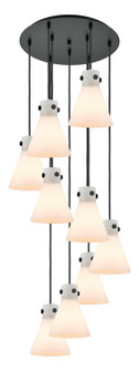 Downtown Urban Nine Light Pendant in Matte Black (405|1194101PSBKG4118WH)
