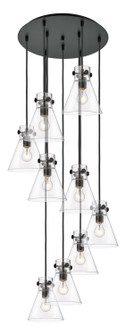 Downtown Urban Nine Light Pendant in Matte Black (405|1194101PSBKG4118CL)