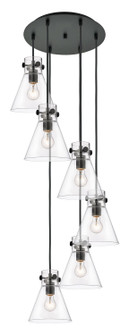 Downtown Urban Six Light Pendant in Matte Black (405|1164101PSBKG4118CL)
