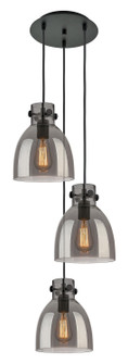 Downtown Urban Three Light Pendant in Matte Black (405|1134101PSBKG4128SM)