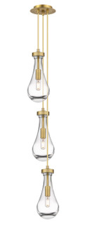 Downtown Urban Three Light Pendant in Brushed Brass (405|1034511PBBG4515CL)
