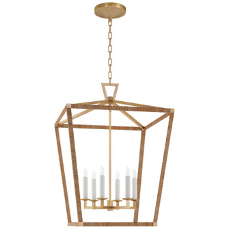 Darlana Wrapped LED Lantern in Polished Nickel and Natural Rattan (268|CHC5879PNNRT)