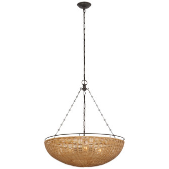 Clovis LED Chandelier in Aged Iron and Natural Wicker (268|CHC5637AINTW)