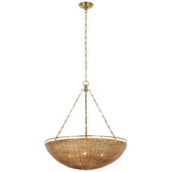 Clovis LED Chandelier in Aged Iron and Natural Wicker (268|CHC5637AINTW)