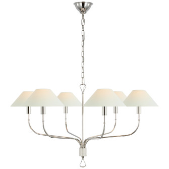 Griffin LED Chandelier in Polished Nickel and Parchment Leather (268|AL5006PNPARL)