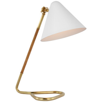 Laken LED Desk Lamp in Hand-Rubbed Antique Brass and Natural Rattan (268|AL3020HABNRTWHT)