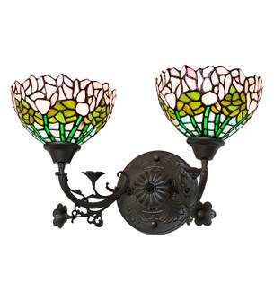 Tiffany Cabbage Rose Two Light Wall Sconce in Mahogany Bronze (57|263351)