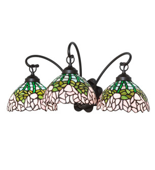 Tiffany Cabbage Rose Three Light Wall Sconce in Mahogany Bronze (57|263239)