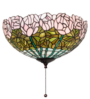 Tiffany Cabbage Rose Three Light Fan Light Fixture in Mahogany Bronze (57|254436)