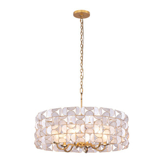 Crescent Six Light Pendant in Oxidized Gold Leaf (33|520555OL)
