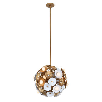 Damask 15 Light Semi Flush/Convertible in White and Vintage Brass (33|520355WVB)