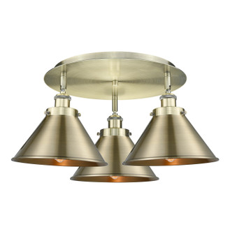 Downtown Urban Three Light Flush Mount in Antique Brass (405|9163CABM10AB)