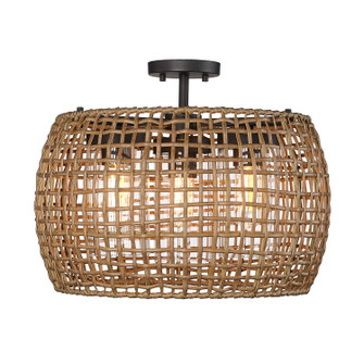 Piper Three Light Outdoor Semi-Flush Mount in Natural Black (62|1067OSFNBMAW)