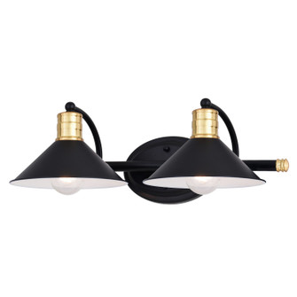 Akron Two Light Vanity in Matte Black and Natural Brass (63|W0435)