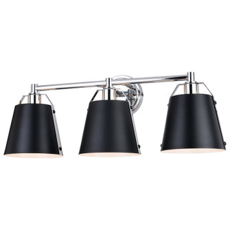 Barrington Three Light Vanity in Matte Black and Chrome (63|W0424)