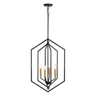 Riley Four Light Pendant in Black/Satin Brass (63|P0388)