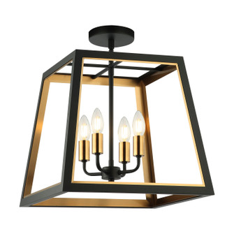 Rosalie Four Light Ceiling Mount in Matte Black + Aged Gold Brass (423|X72104MBAG)