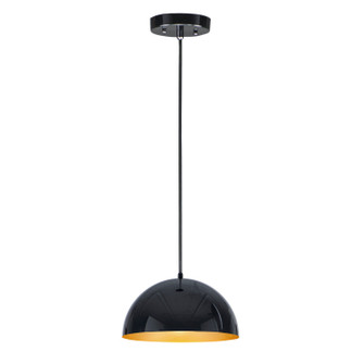 Hemisphere LED Pendant in Gloss Black / Gold (86|E24902GBGLD)