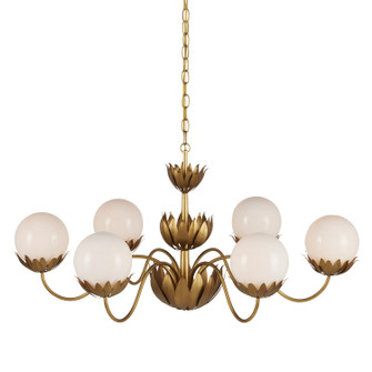 Mirasole Six Light Chandelier in Contemporary Gold Leaf/Gold/White (142|90001096)