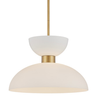 Zevio One Light Pendant in White/Antique Brass (142|90001094)