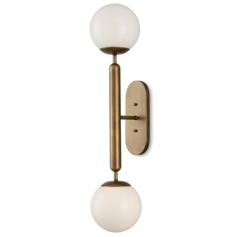 Barbican Two Light Wall Sconce in Antique Brass/White (142|58000034)
