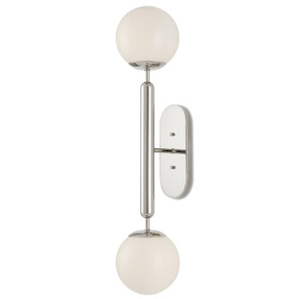 Barbican Collection Two Light Wall Sconce in Polished Nickel/White (142|58000033)