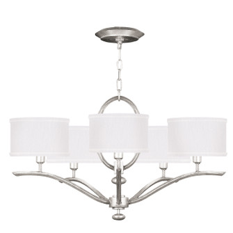 Allegretto Five Light Chandelier in Silver Leaf w/White Fabric Shades (48|785440SF41)